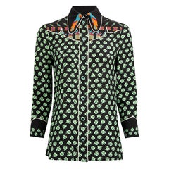 Gucci 2015 Clover Print Silk Blouse Size XS
