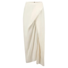 Brunello Cucinelli White Silk Draped Maxi Skirt Size M