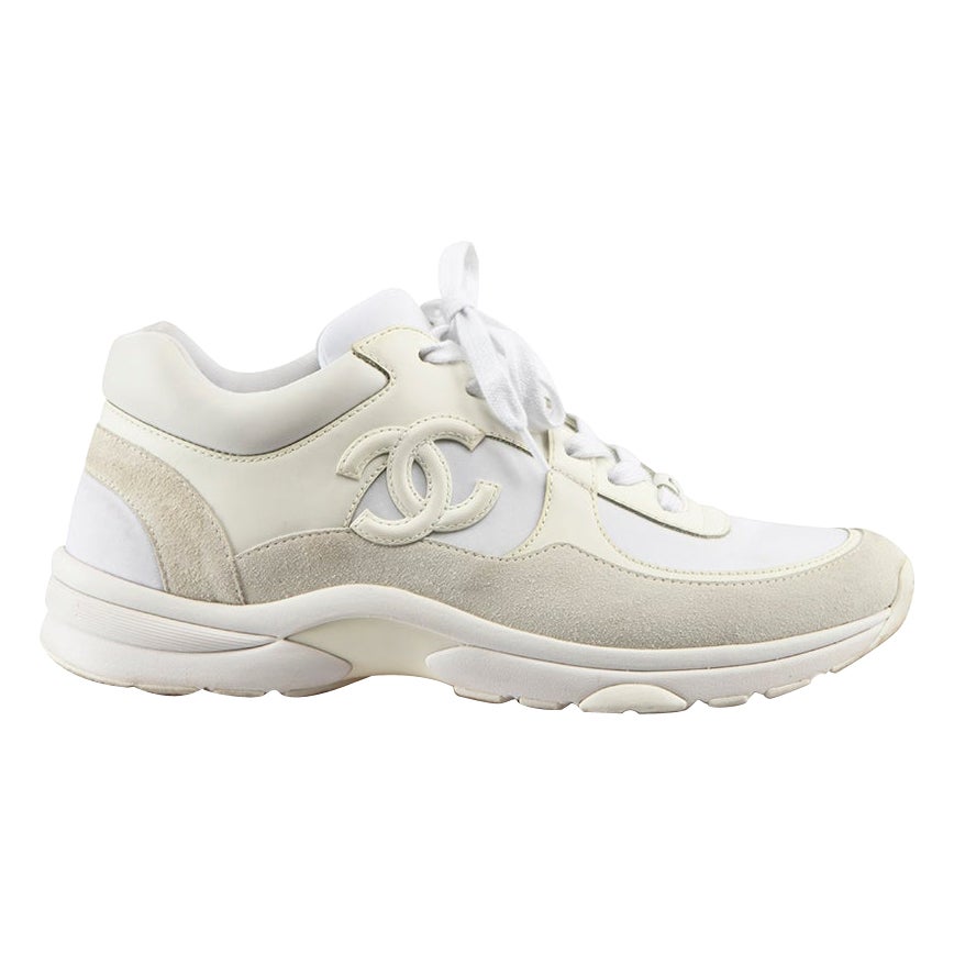 Chanel White CC Triple Reflective Trainers Size IT 40 For Sale