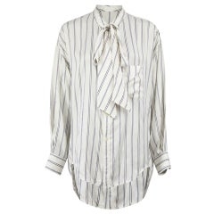 Balenciaga Striped Silk Oversized Logo Shirt Size XS