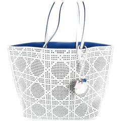 Dior 2015 Large White Perforated Leather Tote Bag Diorva Handbag Lady Cannage