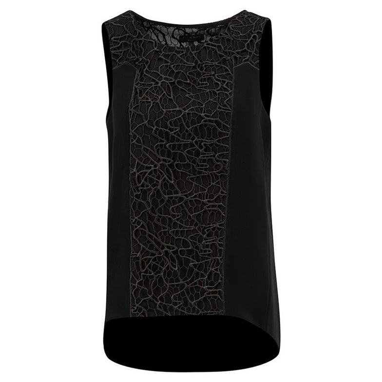 Rag & Bone Top sans manches avec empiècement en dentelle noir Taille M en vente