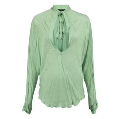 Alexandre Vauthier Green Sheer Embellished Blouse Size S
