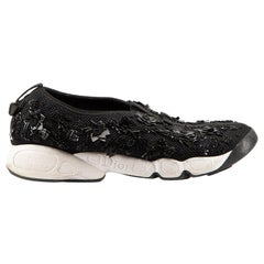 Dior Black Embellished Fusion Low Trainers Size IT 39