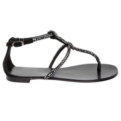 Giuseppe Zanotti Black T-Bar Strap Sandals Size UK 2