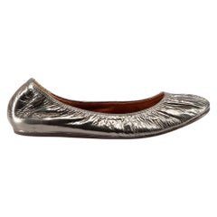 Lanvin Metallic Leather Ruched Ballet Flats Size IT 38.5