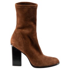 Alexander Wang Brown Suede Leather Sock Boots Size IT 37.5