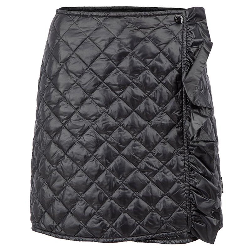 Moncler Black Gonna Quilted Wrap Mini Skirt Size M For Sale