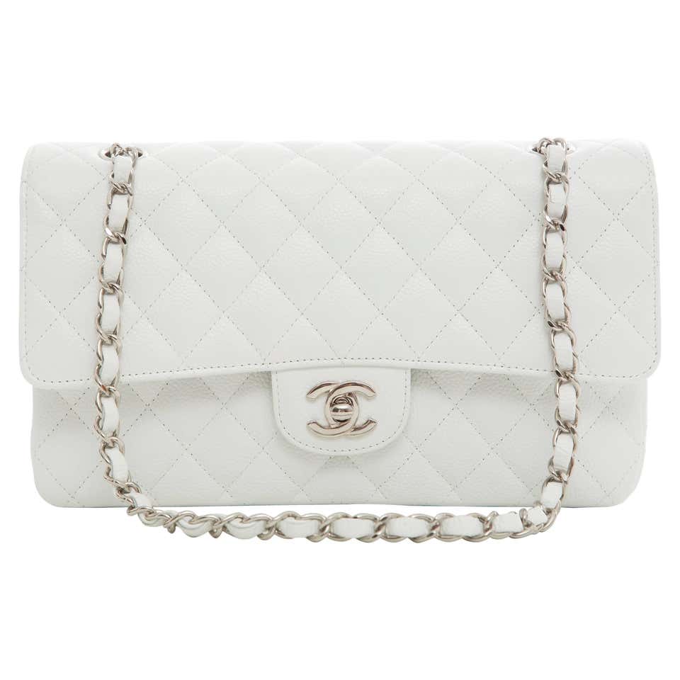 Chanel White Quilted Caviar Medium Double Flap Bag, Spring - Summer ...
