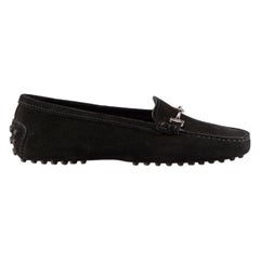 Tod's Black Suede Driving Loafers Size IT 35.5