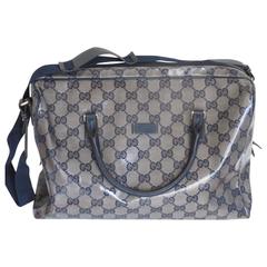 gucci coated monogram blue travel bag 8