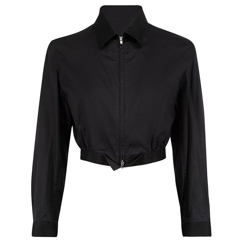 Yohji Yamamoto Vintage Schwarze Cropped Vintage-Jacke mit Reißverschluss Größe S im Angebot