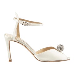 Jimmy Choo - Sandales embellies de sacora écru, taille IT 37,5