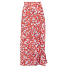 Zadig & Voltaire Red Floral Print Midi Skirt Size L