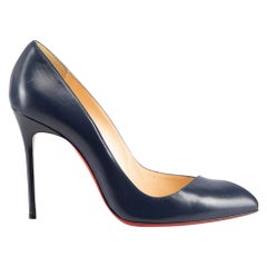Used Christian Louboutin Navy Leather Sculpted Pumps Size IT 38.5