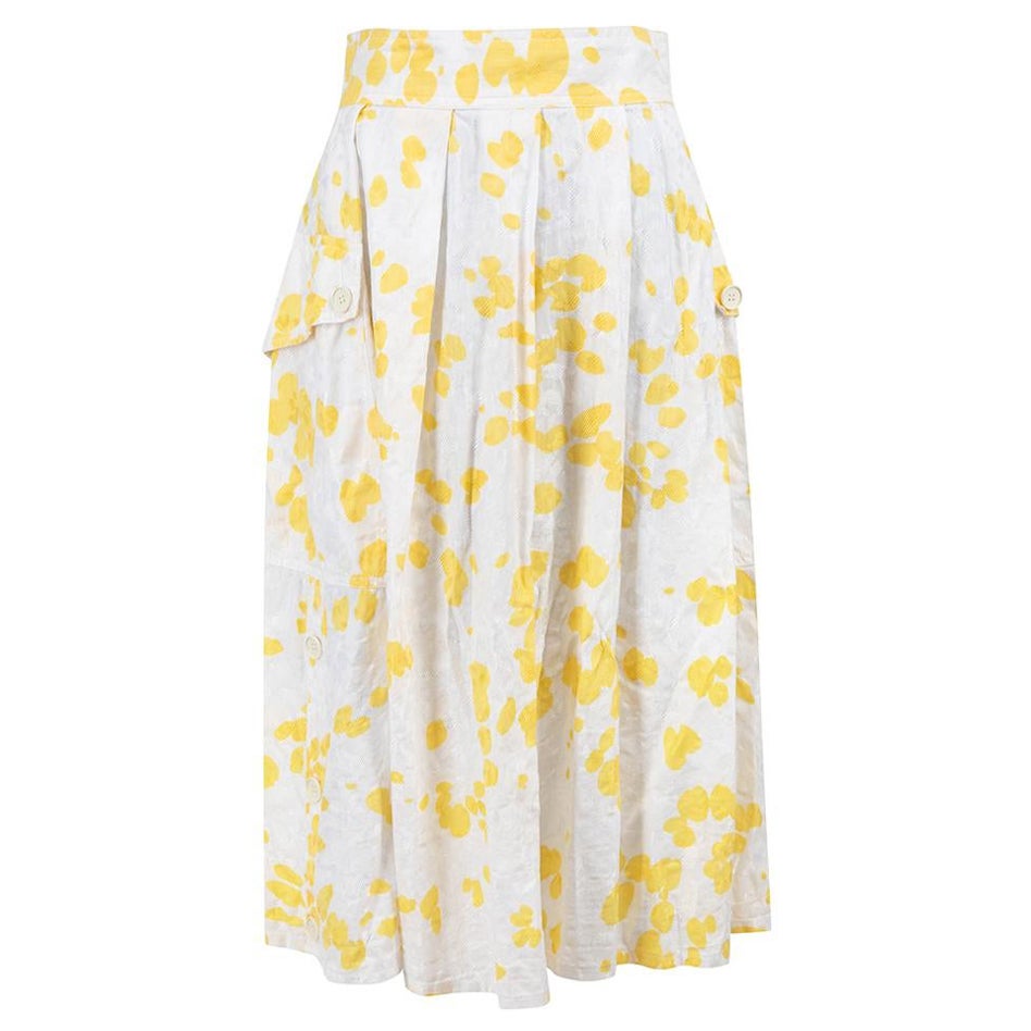 Dior Christian Dior Coordonnes Vintage White Abstract Full Skirt Size S For Sale