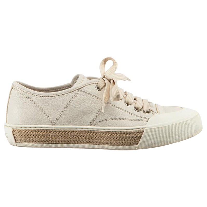 Tod's Ecru Leather Braided Sole Trainers Size IT 36.5 For Sale