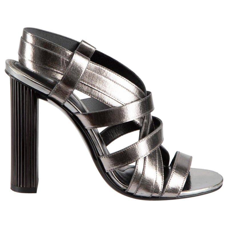 Clergerie Grey Metallic Strappy Heeled Sandals Size IT 38 For Sale