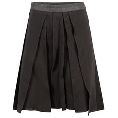 Brunello Cucinelli Grey Wool Pleated Mini Skirt Size M