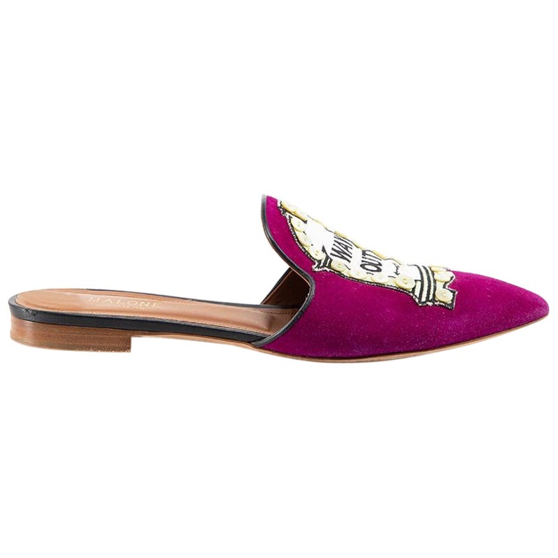 Malone Souliers Purple 'Way Out' Suede Mules Size IT 39 For Sale