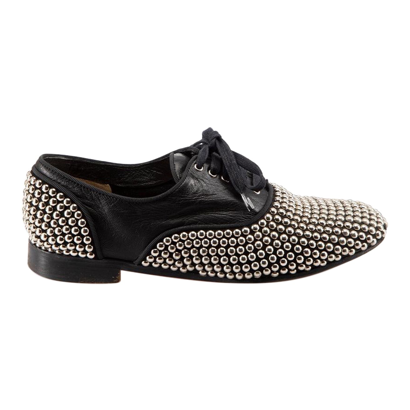 Christian Louboutin Black Fred Clous Studded Oxfords Size IT 36 For Sale