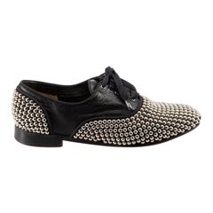 Used Christian Louboutin Black Fred Clous Studded Oxfords Size IT 36