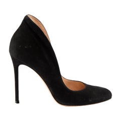 Gianvito Rossi Black Suede Camoscio Flared Pumps Size IT 39