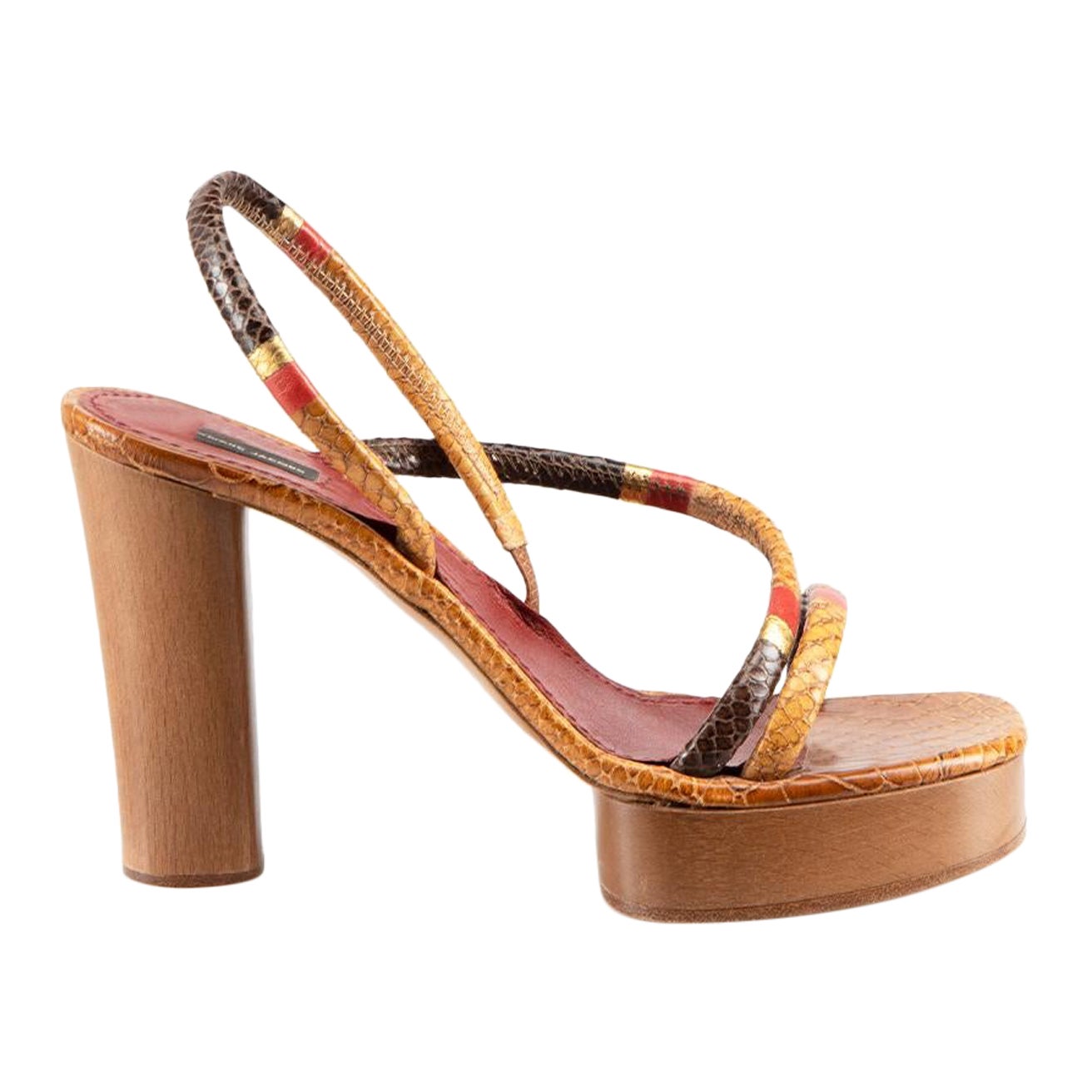 Marc Jacobs Vintage Brown Snakeskin Sandals Size IT 40 For Sale