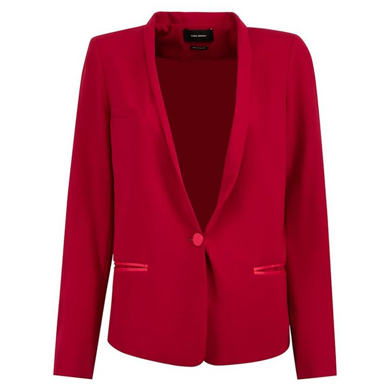 Isabel Marant Roter Blazer mit Satinbesatz Größe M im Angebot