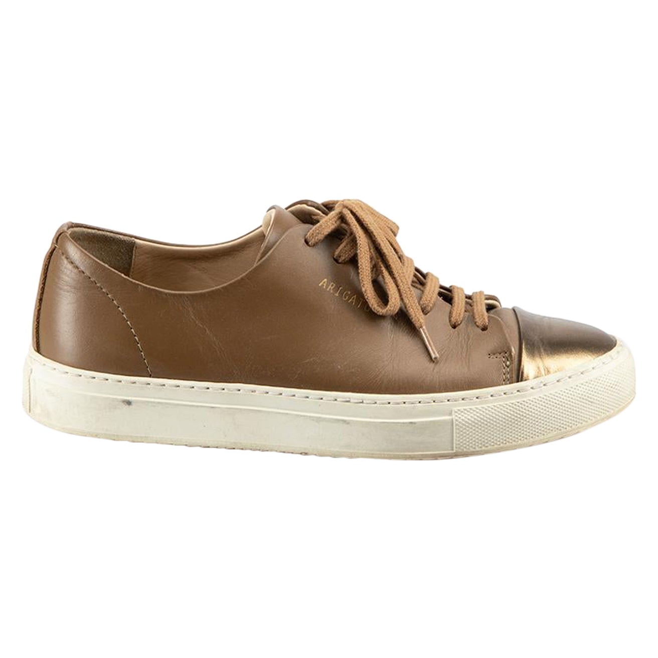 Axel Arigato Brown Leather Low Top Trainers Size IT 36 For Sale