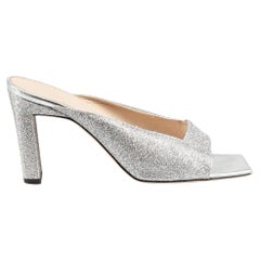 Wandler Silver Glitter Open Toe Heeled Mules Size IT 37