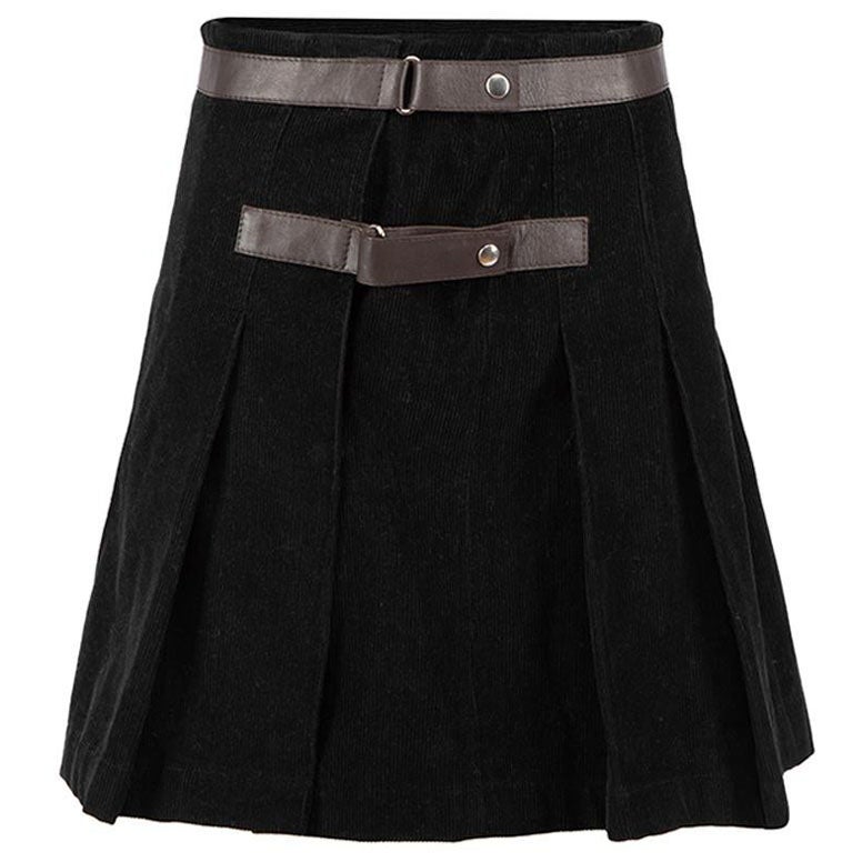 Miu Miu Black Corduroy Pleat Mini Skirt Size XS For Sale