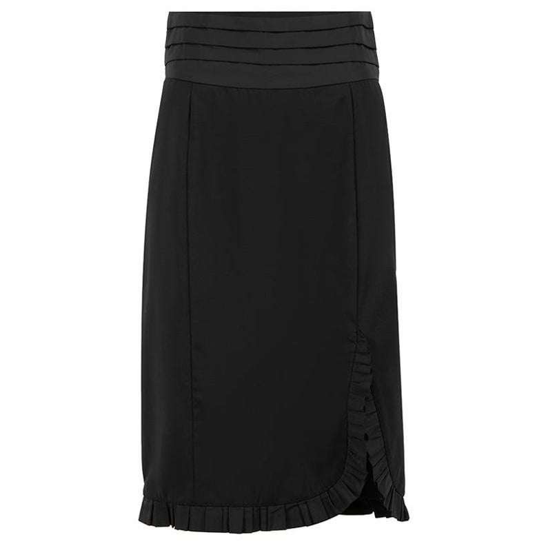 Louis Vuitton Black Ruffle Detail Pencil Skirt Size M For Sale