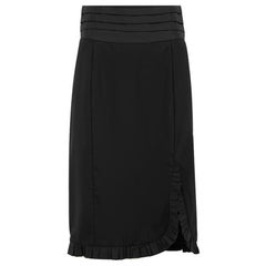 Louis Vuitton Black Ruffle Detail Pencil Skirt Size M