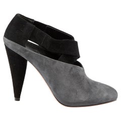 Used Prada Grey Suede Heeled Ankle Boots Size IT 35