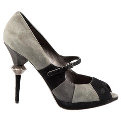 Miu Miu Peep Toe Heels en daim gris Taille IT 40