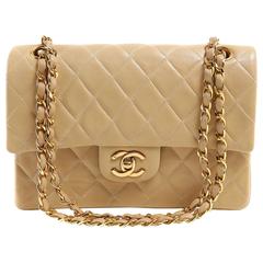 Chanel Beige Lambskin Small Classic Double Flap Bag