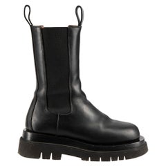 Used Bottega Veneta Black Leather Oversize Lug Boots Size IT 36