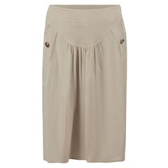 Burberry Ecru Silk Ruched Button Detail Skirt Size S