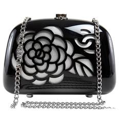 Chanel Black Resin Camellia Clutch 10