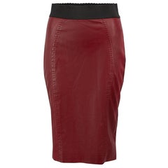Dolce & Gabbana Deep Red Leather Pencil Skirt Size S