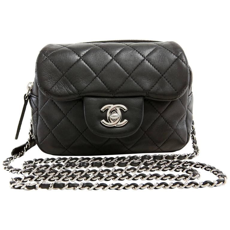 Chanel Black Lambskin Mini Flap Wallet on a Chain Bag For Sale at 1stDibs