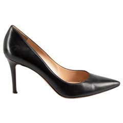 Gianvito Rossi Black Leather Point High Heeled Pumps Size IT 38
