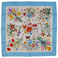 Gucci Vintage Iconic "Flora" Silk Carre Scarf