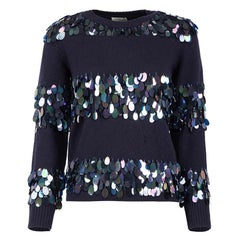 Dries Van Noten Navy Wool Embellished Jumper Size XS