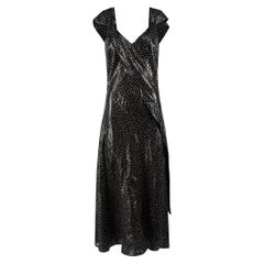 Diane Von Furstenberg Black Polkadot Midi Dress Size L