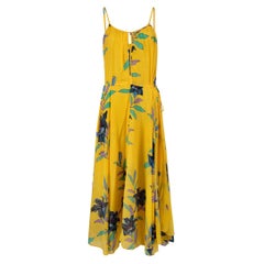 Diane Von Furstenberg Yellow Floral Maxi Dress Size XS