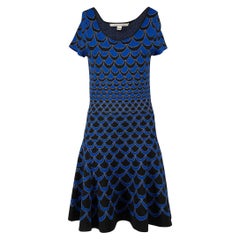 Diane Von Furstenberg Blue Scale Pattern Dress Size S