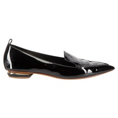 Nicholas Kirkwood Black Patent Point Toe Loafers Size IT 38