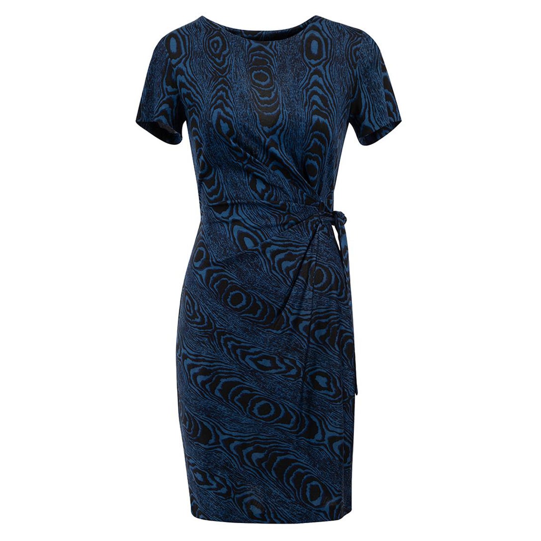 Diane Von Furstenberg Blue Silk Wood Print Zoe Dress Size S
